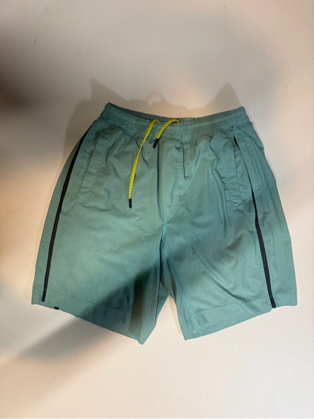 lululemon athletica Teal Athletic Shorts with Yellow Drawcord
